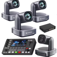 Solución Profesional de Sistema AV, Cámara PTZ 4K, Mezclador PC500, Controlador, Conjunto de Conmutador POE de 8 Puertos, Zoom Óptico 12x, NDI HD-M1, USB, LAN