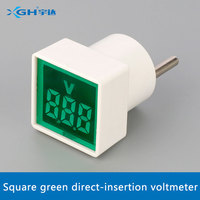 Voltmètre numérique YUDA AD22B-22V 22 mm avec prise, tête carrée/circulaire, moniteur de tension AC compact, indice de protection IP53, alimenté par batterie