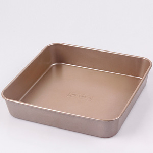Square Cake Pan 6 8 9 Inch Non Stick Oven Safe Baking Dish Gold Color - Product Image 1