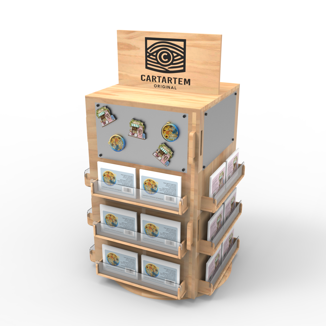 Apache Custom Wood Magnetic Refrigerator Sticker Display Stand for Supermarkets — view 2