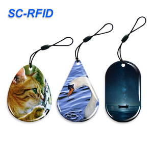 Porte-clés NFC étanche personnalisé 13,56 MHz 1K avec <span class=keywords><strong>carte</strong></span> RFID en époxy et puce F08 pour contrôle d'accès et recharge de moto - Product Image 1