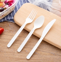 Ensemble de couverts jetables biodégradables en PLA/CPLA avec cuillère, fourchette et couteau pour les fêtes