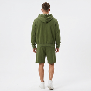 Ensemble 2 pièces pour homme de haute qualité, style streetwear américain délavé à l'acide, 100% coton, comprenant un short tricoté et un sweat à capuche Saint Vanity - Product Image 3