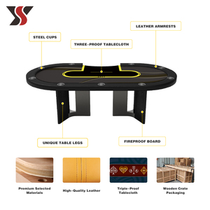 Table de poker Texas de luxe moderne en métal et bois massif YS Factory pour jeux de casino YS-Texas33, YS-Texas33 hautement personnalisable - Product Image 2