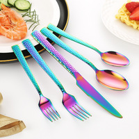 Ensemble de couverts modernes minimalistes à finition miroir gaufrée diamant, nouvelle arrivée transfrontalière, vaisselle d'hôtel, manche carré, 430 pièces