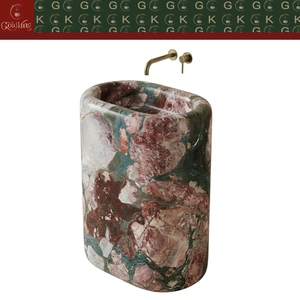 Lavabo sur pied en marbre rose quatre saisons GOLDKING pour hôtel de luxe, avec veines vertes rose pâle, OEM - Product Image 5