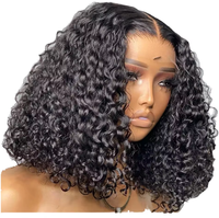 Penjual Wig Rambut Keriting Bouncy Latisha Grosir, Wig Rambut Asli Double Drawn Lace Front, Wig Rambut Mentah Brasil Full Lace Frontal