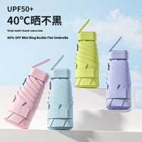 Petit parapluie pliant de protection UV 40% portable compact noir avec boucle d'anneau pour le contrôle manuel de voyage