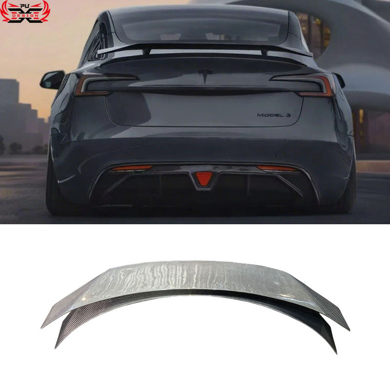 Rear Trunk Spoiler Carbon Fiber Boot Wing Body Kit Car Parts for Tesla 2023 2024 Model 3 Highland/Performance Tuning Accessory