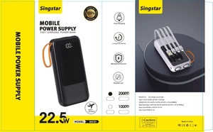 <span class=keywords><strong>Singstar</strong></span> 20000mAh Linterna dual USB 22,5 W Banco de energía Energía móvil Tipo-C Entrada de CC Batería de litio de polímero Sobrecarga - Product Image 6