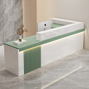 Mostrador de Recepción Moderno y Sencillo para Bares, Comercios, Esquinas, Oficinas, Edificios, Empresas, Tiendas, Hoteles, Salones de Belleza, en Madera - Product Image 2