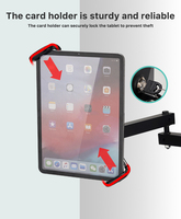 Support mural flexible pour tablette en métal avec serrure Support pliable rotatif à 360 degrés pour tablette Support universel pour tablette PC