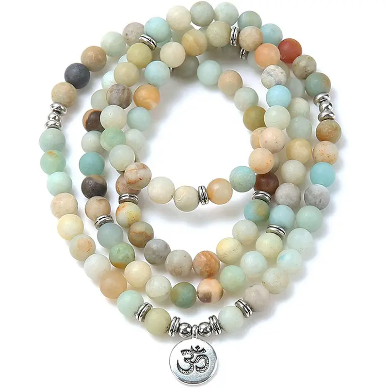 8mm 108 Natural stone Necklace Meditation Yoga Charm Bracelet Natural Gemstone fashion Jewelry Necklace for Women Men