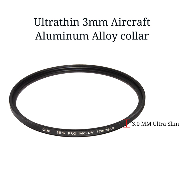 GIAI Wholesale DSLR Camera UV Filter 49mm-82mm Ultra Slim Aluminum Frame Glass Scratch Resistant Protector for Photography