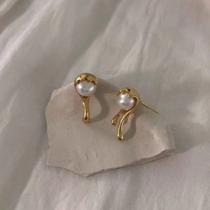 WENCHI Boucles d'oreilles fines en argent S925, accessoires DIY pour perles avec perles rondes de 7-7,5 mm, modèle support vide mignon 11213 Chine - Product Image 1