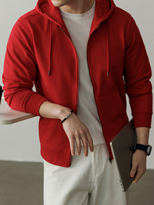 Sweat-shirt à capuche en molleton épais 300g pour homme, cardigan zippé couleur unie, nouvelle collection printemps 2026, <span class=keywords><strong>manteau</strong></span> décontracté, logo personnalisé - Product Image 2