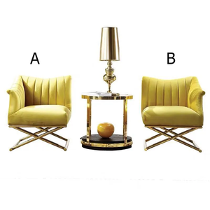 Silla de lujo de acero inoxidable para el hogar y Hotel, sillón con reposabrazos, de terciopelo, 2022 - Product Image 3