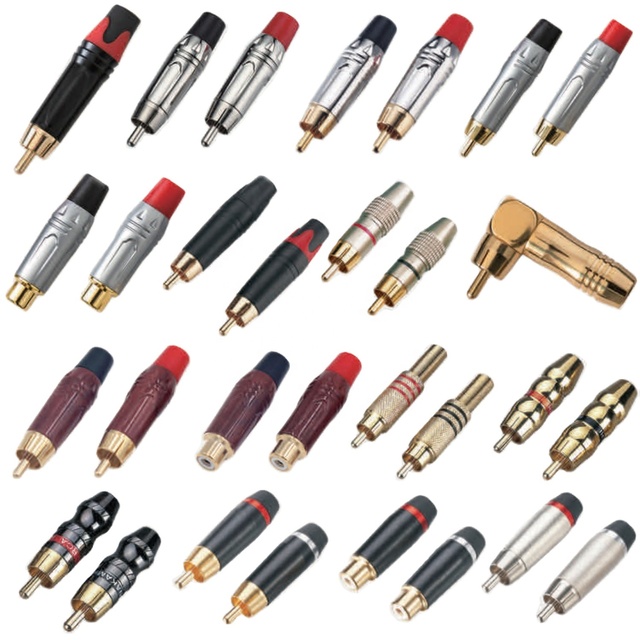 Factory Supply High Quality RCA Male Adapter Non Solder Connector for Audio Video CCTV Camera Security Coaxial Cable
