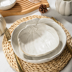Bol en céramique blanc en forme de <span class=keywords><strong>citrouille</strong></span>, multi-usages, pour petit-déjeuner, flocons d'avoine, salade, soupe, bol décoratif pour la cuisine, pour un usage quotidien - Product Image 1