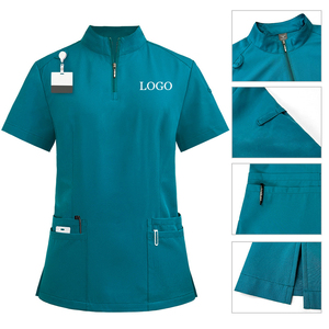 Gommage unisexe extensible et respirant avec logo personnalisé de haute qualité, couleur pure, pour médecins et infirmières, avec col montant ajusté 2pc d'uniformes d'allaitement - Product Image 5