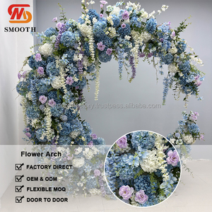 Arche de mariage artificielle en forme de croissant de lune en soie rose faite à la main par LEDA, arrangement floral pour événements de mariage, toile de fond - Product Image 2
