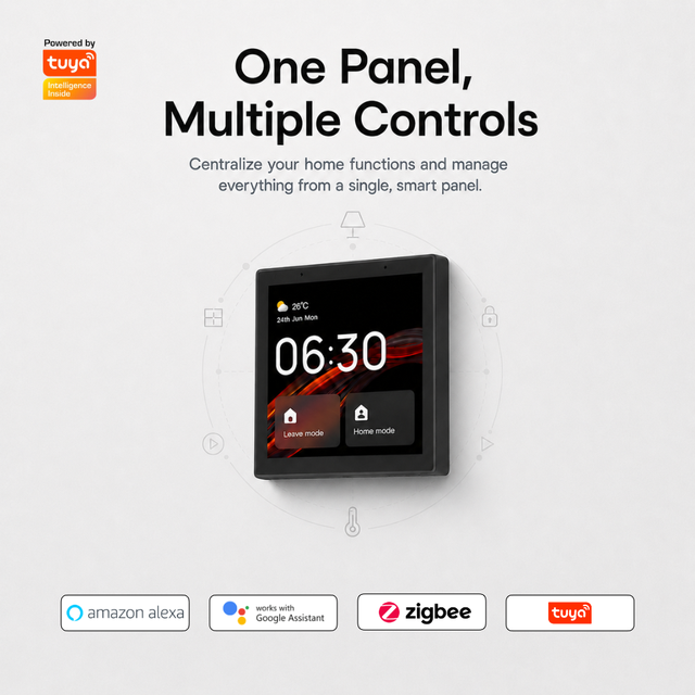 Touch Screen Wall Mounted HomeKit Matter Smart Switch 4 Inch Smart Gateway Panel Voice WiFi App Scene Control for Home Hotel Use