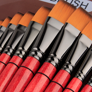 Xin Bowen Master Rouge Long Manche En Bois 12 Pièces 579 Type Art Pinceaux Ensemble Grande Tête Plate Artiste Pinceaux Pour La <span class=keywords><strong>Peinture</strong></span> - Product Image 6