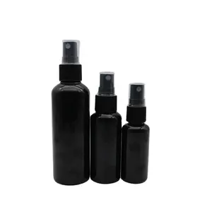 Venta al por mayor, 30ml, 50ml, 100ml, botella de spray de plástico de aceite negro personalizado