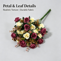 Vente en gros de fleurs artificielles faites à la main, style moderne, 12 têtes de petites branches de roses pour la décoration de la maison, mariage, Saint-Valentin