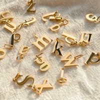 Pendentif géométrique en acier inoxydable plaqué or 14 carats EMANCO, alphabet minuscule, idéal pour la création de colliers DIY pour femmes