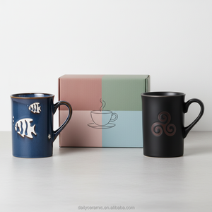 Ensemble de tasses à <span class=keywords><strong>café</strong></span> en grès avec logo personnalisé en relief, tasse à thé en céramique de 350 ml pour un usage quotidien, cadeau de bureau, cuite à haute température - Product Image 6