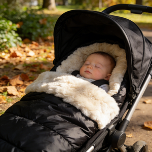 Couverture de poussette pour bébé 100% peau de mouton naturelle, imperméable, coupe-vent, doublure chaude en peau d'agneau, sac de couchage pour nourrisson et tout-petit, pour l'extérieur - Product Image 4