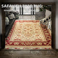 Tapis Oriental Traditionnel à Motifs Floraux 8x10 Ivoire Rouge en Polypropylène à Poils Moyens avec Dos en Jute Fin, Résistant aux Taches et Anti-Chute de Poils