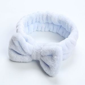 Custom Women Girls Yoga Fitness Headband Facial <b>Bow</b> Knotted Hairband Adjustable Soft Absorbent Coral Fleece 18cm - Product Image 2