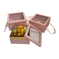 Boîte cadeau de fruits et de fleurs à fenêtre carrée, Boîte à fleurs éternelles, Boîte cadeau portable