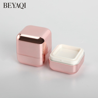 Boîtier vide carré rose brillant pour fard à paupières, blush, illuminateur, poudre libre, avec matériaux recyclés