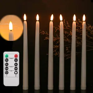 11นิ้ว LED Flameless เทียนเรียวแบตเตอรี่ดำเนินการริบหรี่เชิงเทียนพลาสติกไฟฟ้ายาวเทียนสำหรับงานแต่งงานบ้าน