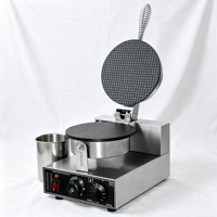 Machine à gaufres et cornets de crème glacée ronds professionnelle 1250W en acier inoxydable 220V