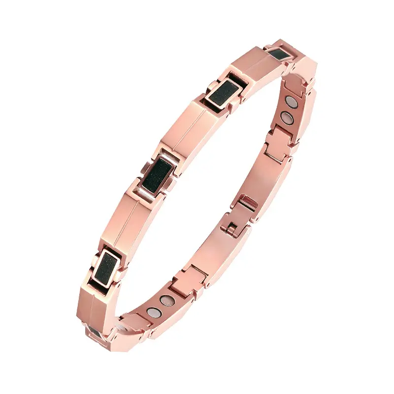 Bracelet électromagnétique en acier inoxydable, couleur rose or et noir, titane, vente en gros, tracker de la chine