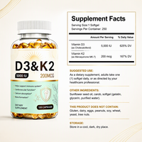 Complexe de Vitamine D3 K2 à Marque Blanche OEM 5000 UI avec K2 MK-7 200mcg pour le Soutien Osseux et Immunitaire, 120 Gélules Molles, Complément pour la Santé Osseuse