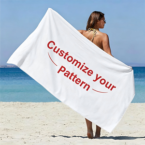Serviette de plage en coton avec logo personnalisé imprimé, sans sable - Product Image 1