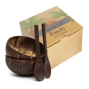 Низкий минимальный объем натурального кокосового коктейля, миска для смузи, полированная деревянная Салатница, уникальный набор ручной работы из кокоса
