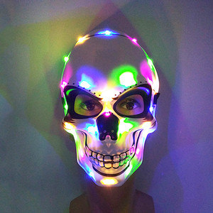 Horreur brillant LED crâne masque unisexe lumineux squelette tête masque <span class=keywords><strong>Halloween</strong></span> effrayant Cosplay accessoires clignotant déguisement masque fournitures - Product Image 4