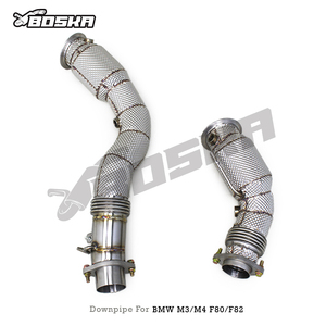 Luxury Exhaust Downpipe with <b>Catalyst</b> for M3/M4 F80/F82 3.0T 2014-2019 Boska Racing Stainless Steel High Flow Catted Downpipe - Product Image 2