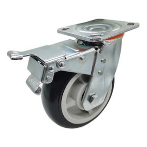 5 Zoll 6 Zoll schwarze Polyurethan-PU-Rollen Universal <span class=keywords><strong>Steel</strong></span> Swivel <span class=keywords><strong>Caster</strong></span> für die Handhabung der Brems rolle - Product Image 1