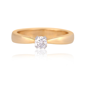 Anillo de Diamantes Solitario IVVS1 en Oro Amarillo y Blanco de 18K |   Colección de joyería fina de lujo para mujer a precio de mayorista - Product Image 3