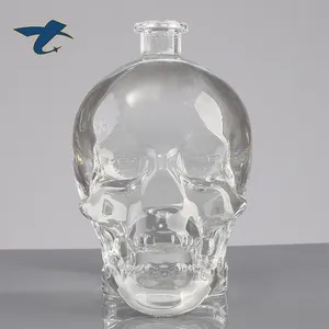 OEM 100ml 500ml 750ml Engraved Skull Spirits Vodka Whisky Liquor Tequila Glass Bottle