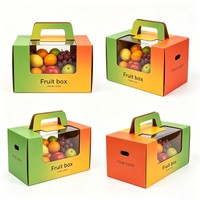 Boîte à fruits pliable biodégradable, boîte d'emballage pour raisins en carton ondulé biodégradable, boîtes d'emballage pour fruits frais avec fenêtre transparente