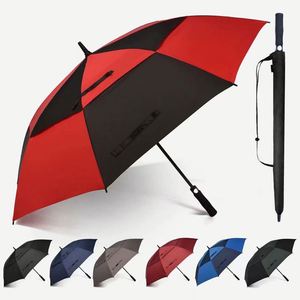 Large <b>Windproof</b> Golf <b>Umbrella</b> 60" Wide Vented Double With Reinforced Fiberglass Ribs Waterproof Coated Canopy - Product Image 1