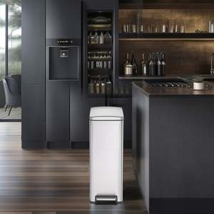 Poubelle de rangement sur pied en acier inoxydable 45L avec couvercle, poubelle écologique - Product Image 2